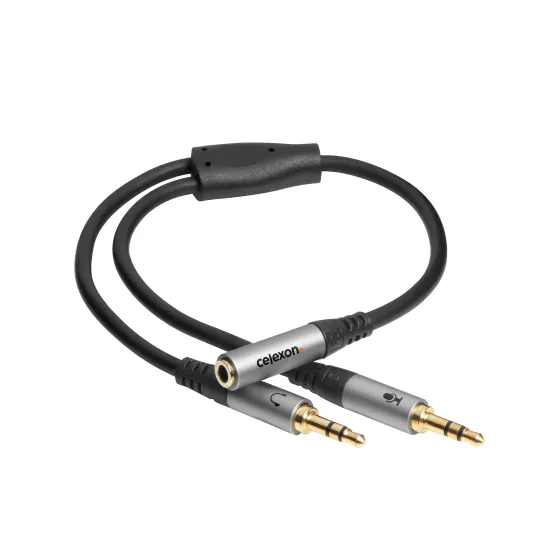 Adaptateur audio 2x jack 3,5mm stéréo vers jack 3,5mm stéréo M/F celexon PRO 0,25 m