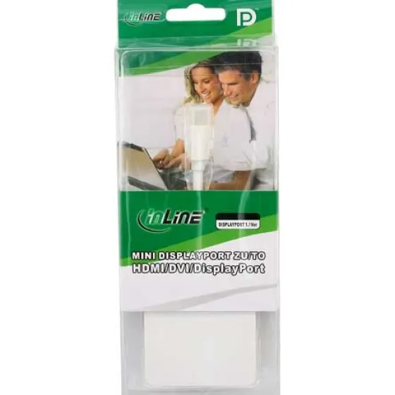 Adaptateur InLine Mini DisplayPort vers HDMI/DVI/DisplayPort, blanc