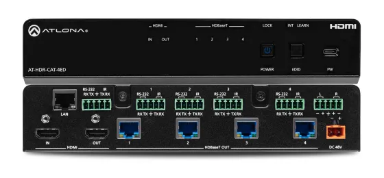 Atlona AT-HDR-CAT-4ED Répéteur HDMI vers HDBaseT à quatre sorties et longue portée pour la 4K HDR