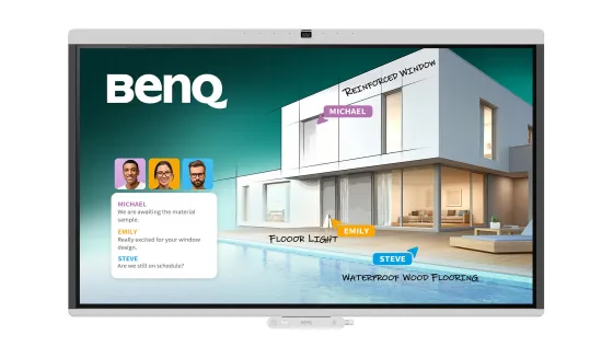 BenQ CM7505 Écran interactif de 55 pouces avec caméra intégrée, pour une collaboration professionnelle efficace et sécurisée