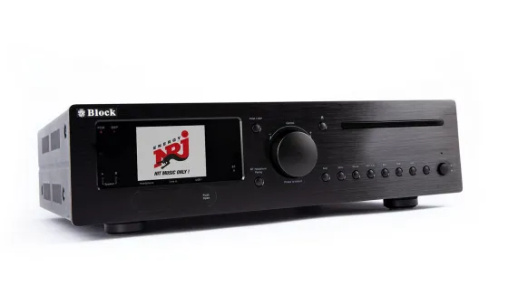 Block CVR-200 Récepteur stéréo Blu-ray avec sortie musicale 2x 100 W pour le streaming et la lecture vidéo, couleur noir saphir