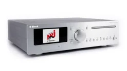 Block CVR-200 Récepteur stéréo Blu-ray avec 2 sorties audio 100 W pour le streaming et la lecture vidéo, couleur argent diamant