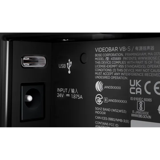Bose Professional VB-S - Tout-en-un USB 4K- Caméra de conférence, 3840 x 2160 4K UHD, 8 MP, 30 fps, 123°, noir