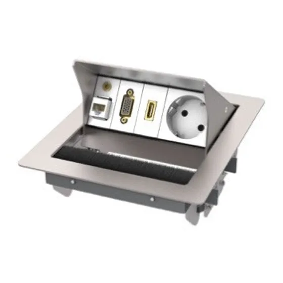 Boîtier de table Kindermann CableStandard² double version acier inoxydable brossé