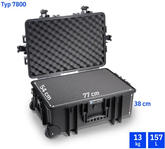 B&W Valise rigide Typ 7800 avec bloc de mousse, noir