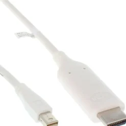 Câble convertisseur InLine Mini DisplayPort vers HDMI, blanc, 2m, avec audio