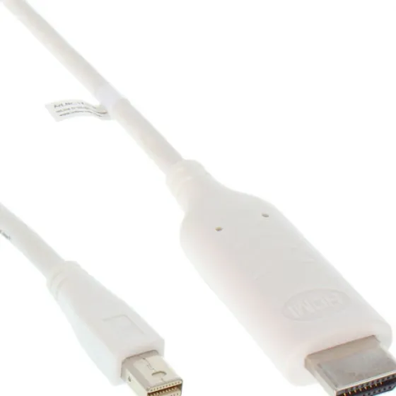 Câble convertisseur InLine Mini DisplayPort vers HDMI, blanc, 2m, avec audio