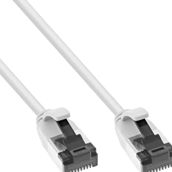 Câble ethernet Cat.8.1 InLine patch slim, U/FTP, TPE sans halogène, blanc, 10m