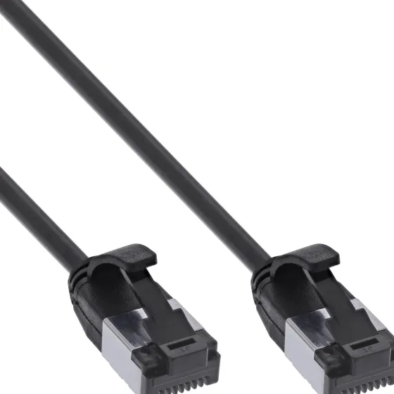 Câble ethernet Cat.8.1 InLine patch slim, U/FTP, TPE sans halogène, noir, 0,5m