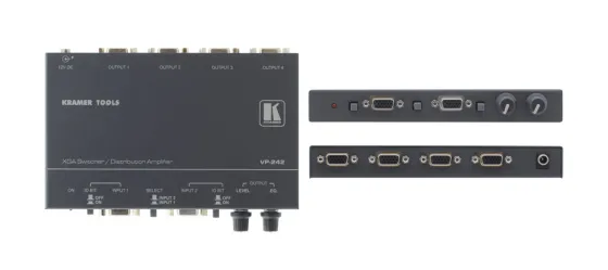 Commutateur Kramer VP-242 2x1 UXGA avec amplificateur de distribution 1:4