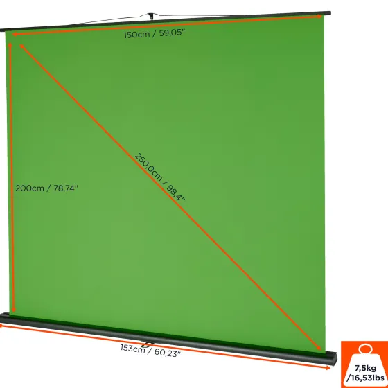 Écran à fond vert celexon ultra-mobile Chroma Key, 150 x 200cm