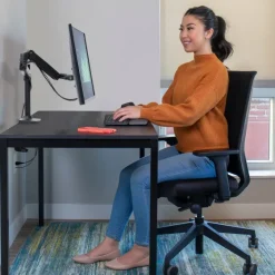 Ergotron Bras pour écran LX avec colonne haute, support de table | Taille de l'écran : 34 pouces | noir mat