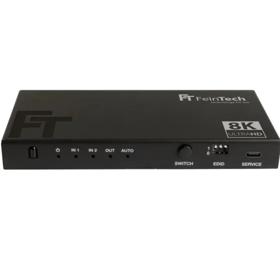 FeinTech SW212 Commutateur HDMI 2.1 2 entrées 1 sortie avec extracteur audio (Toslink et AUX)