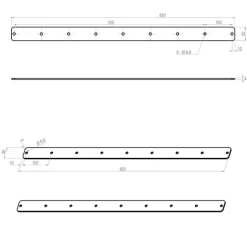 Hagor Bandes d'adaptation max. 800mm, schéma de perçage tous les 100mm/2 pièces