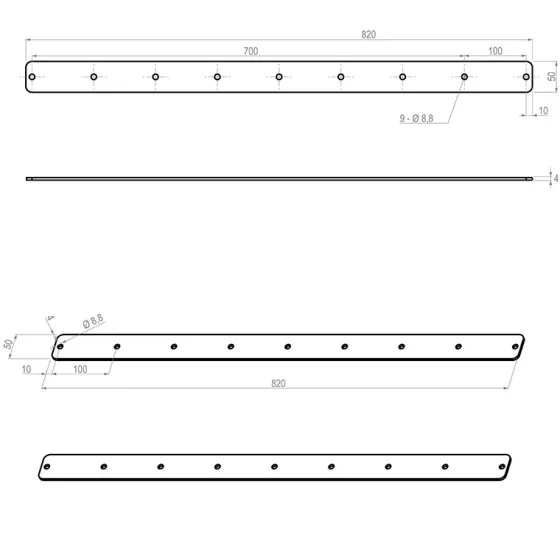 Hagor Bandes d'adaptation max. 800mm, schéma de perçage tous les 100mm/2 pièces