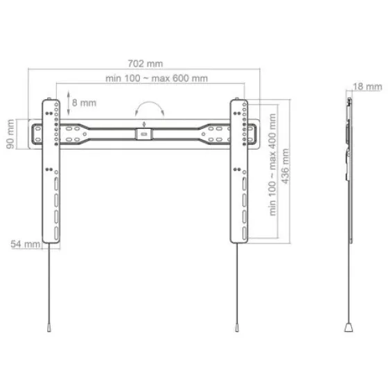 Hagor BL Superslim 600 - Support mural rigide - 55-75" | max. VESA 600x400 | charge admissible 35kg