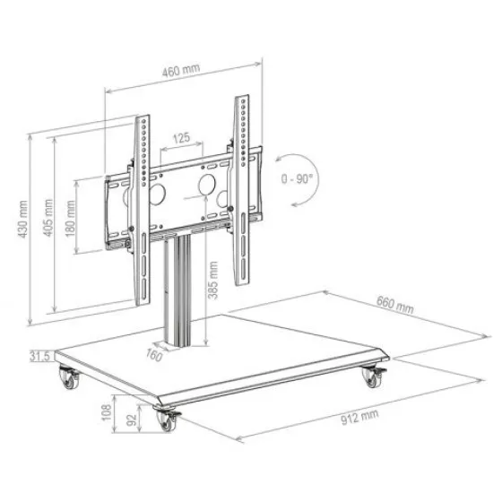 Hagor BrackIT Stand Low Tilt système de support mobile pour moniteur de prévisualisation - 32" - 55" | max. VESA 400x400 | charge admissible 30kg