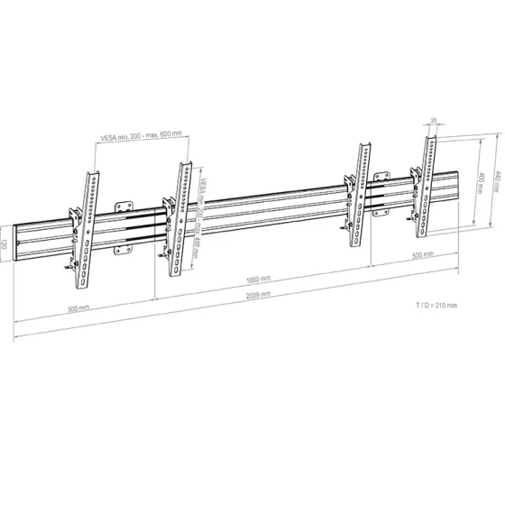 Hagor comPROnents® Menuboard Support mural pour 2 écrans 46-65" Landscape |max.VESA 600x400