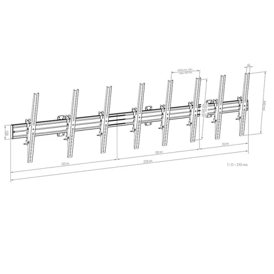 Hagor CPS W4P - Support mural Menuboard pour 4x 46-65" écrans Portrait, max. VESA 400x600