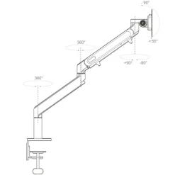 Hagor HA Bras de levage à gaz medium Support de table pour un écran, jusqu'à 9kg de charge