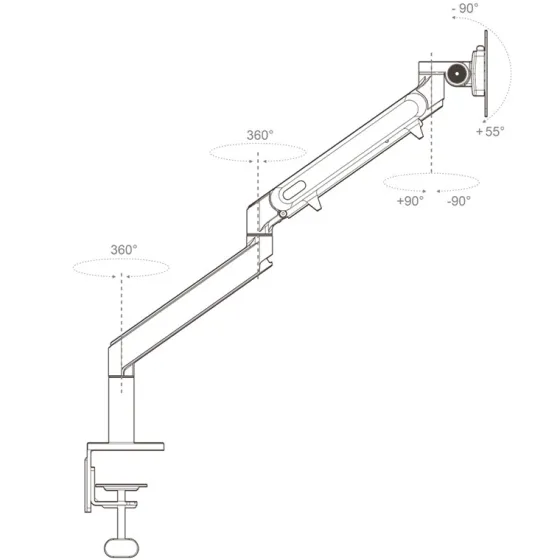 Hagor HA Bras de levage à gaz medium Support de table pour un écran, jusqu'à 9kg de charge