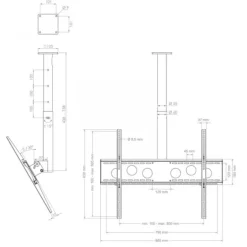 Hagor HA DH 400 - 700 L - Support plafond pour écran simple - 55-75