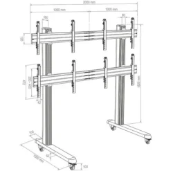 Hagor HA-VWT - Chariot pour mur d'images 2x2 - 46-55" |max. VESA 800x400 |charge admissible 160 kg