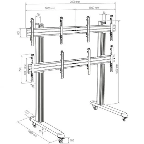 Hagor HA-VWT - Chariot pour mur d'images 2x2 - 46-55" |max. VESA 800x400 |charge admissible 160 kg