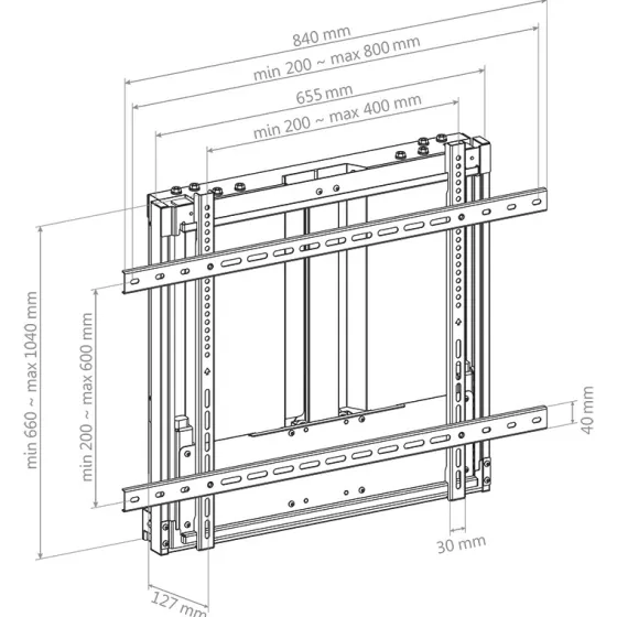 Hagor HP Counterbalanced Wall - Support mural réglable manuellement en continu - 55-75" | max. VESA 800x400 | charge admissible 40-60kg