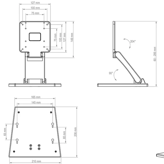 Hagor HP POS Mount support de bureau adapté aux écrans de 13 à 24 pouces