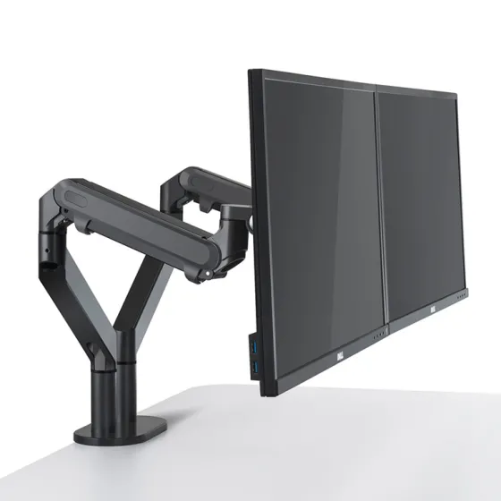Hagor Support de table Gasliftarm Dual 2x 15-27" | max. VESA 100x100 | Charge réglable 2x 1,5-9kg