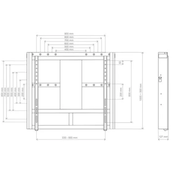 Hagor WH Moto 160 - Support mural réglable en hauteur par moteur - 84-110" | max. VESA 900x800 | charge admissible 160kg