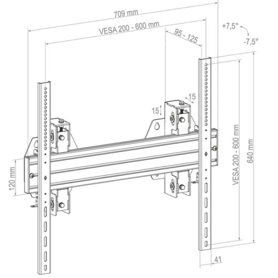 Hagor WH Synchron HD support mural robuste pour écrans de 55 à 75 pouces