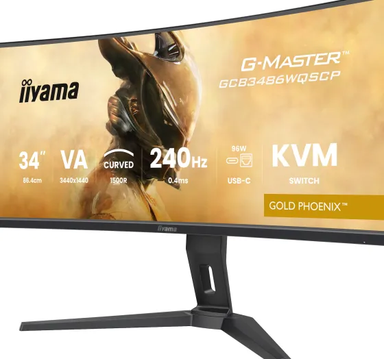 iiyama G-MASTER GCB3486WQSCP-B1 Écran incurvé Gold Phoenix 34" avec taux de rafraîchissement de 240 Hz et temps de réponse de 0,4 ms