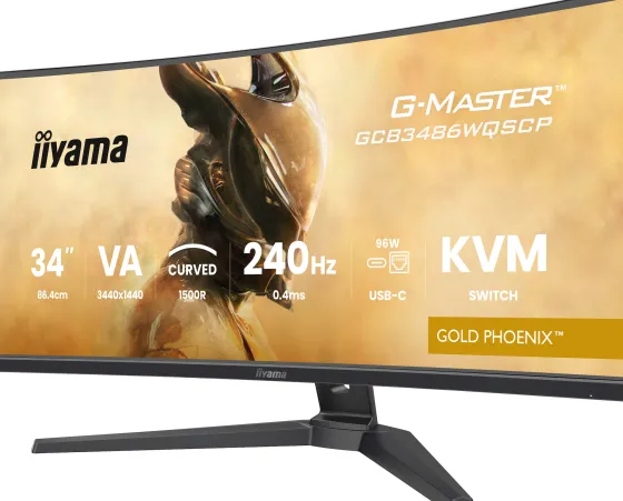 iiyama G-MASTER GCB3486WQSCP-B1 Écran incurvé Gold Phoenix 34" avec taux de rafraîchissement de 240 Hz et temps de réponse de 0,4 ms