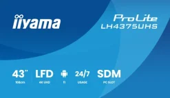 iiyama ProLite LH4375UHS-B2AG écran d'affichage numérique 4K de 43 pouces avec disponibilité 24 heures sur 24, 7 jours sur 7, système d'exploitation Android, fonction de basculement en cas de défaillance du signal et emplacement pour module SDM Intel®