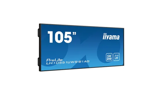 iiyama ProLite LH10551UWS-B1AG Écran professionnel 5K UW de 105 pouces pour affichage panoramique 21:9 spécialisé dans les environnements commerciaux.