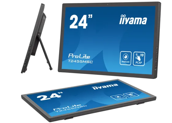 iiyama ProLite T2455MSC-B1 moniteur PCAP multitactile 10 points de 24 pouces avec webcam intégrée et support flexible