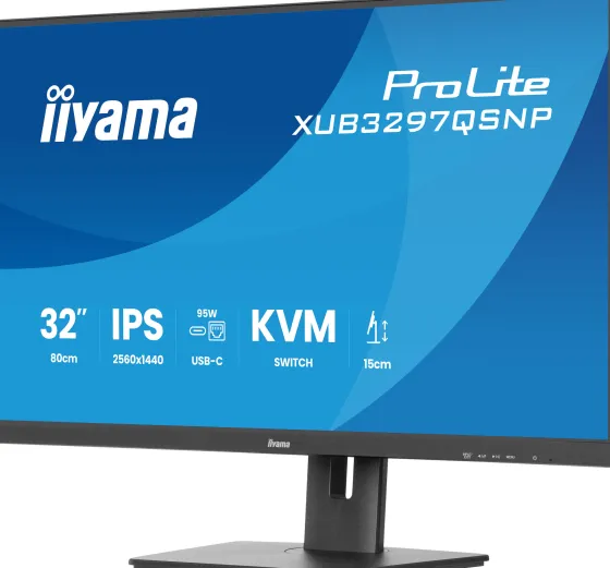 iiyama ProLite XUB3297QSNP-B1 moniteur 32 pouces avec technologie IPS QHD, station d'accueil USB-C et commutateur KVM