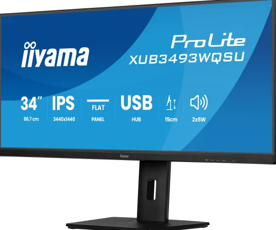iiyama ProLite XUB3493WQSU-B6 moniteur ultra-large de 34 pouces avec technologie IPS, PiP, PBP et support réglable en hauteur
