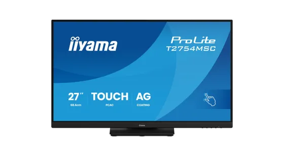 iiyama T2754MSC-B2AG Écran tactile ProLite 27 pouces InCell PCAP 10 points avec technologie IPS, revêtement antireflet et support flexible.
