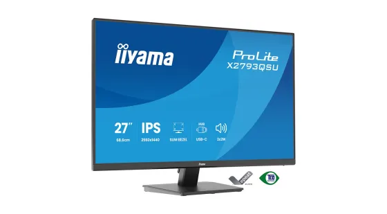 iiyama X2793QSU-B1 Écran ProLite 27 pouces doté de la technologie IPS, d'une résolution QHD, de cadres fins sur les quatre côtés et d'un concentrateur USB