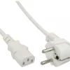 InLine Câble d'alimentation, prise de sécurité coudée sur fiche C13 pour appareils froids, 5 m, blanc
