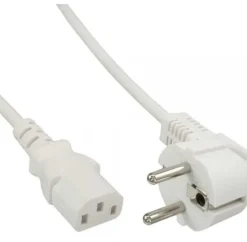 InLine Câble d'alimentation, prise de sécurité coudée sur fiche C13 pour appareils froids, 5 m, blanc