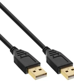 InLine Câble USB-A vers USB-A 2.0, noir, contacts dorés, 5 m