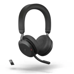 Jabra Evolve2 75 - Micro-casque stéréo sans fil pour MS, Bluetooth, USB-A, noir
