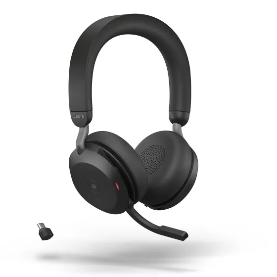 Jabra Evolve2 75 - Micro-casque stéréo sans fil pour MS, Bluetooth, USB-C, noir