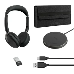 Jabra Evolve2 65 Flex Link380a UC Stereo - Micro-casque stéréo sans fil avec USB-A pour plateformes UC, chargeur inclus
