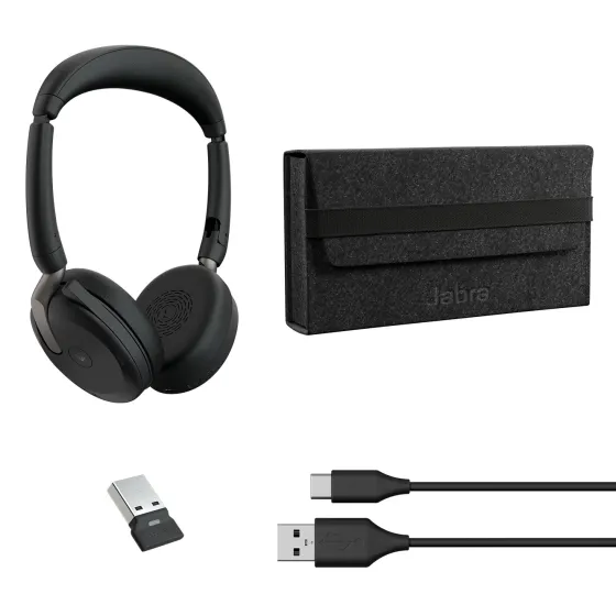 Jabra Evolve2 65 Flex Link380a UC Stereo - Micro-casque stéréo sans fil avec USB-A pour plateformes UC