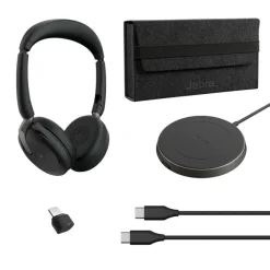 Jabra Evolve2 65 Flex Link380c MS Stereo - Micro-casque stéréo sans fil avec USB-C - certifié pour Microsoft Teams, socle de chargement inclus